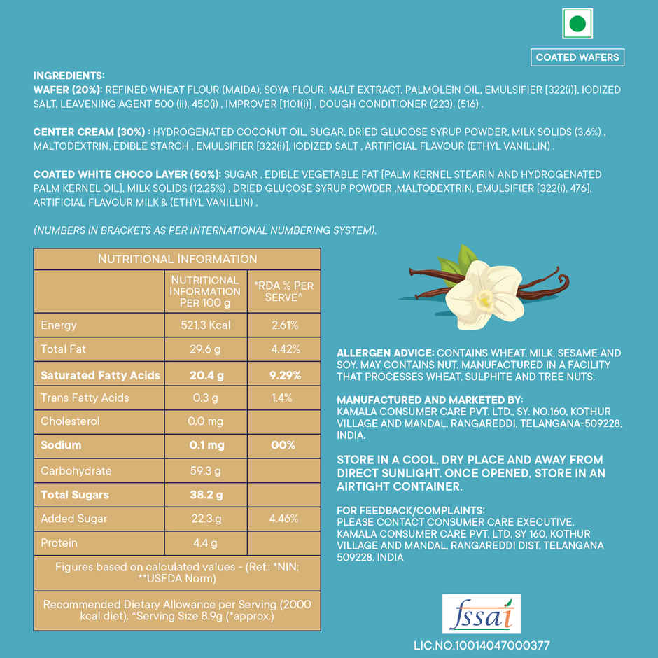 KYOMI Velvetine White Choco Coated Crunchy Wafers