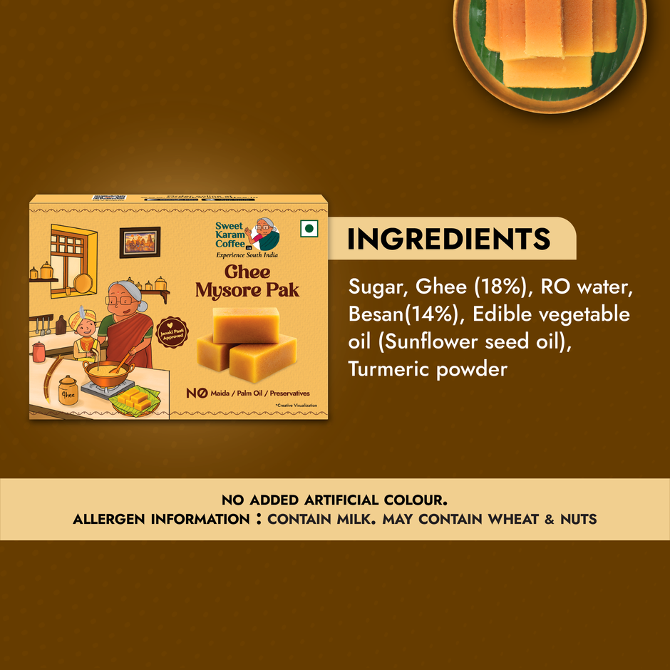 Sweet Karam Coffee Original Ghee Mysore Pak - No Preservatives
