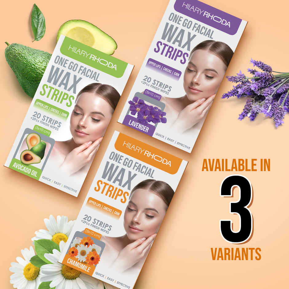 Hilary Rhoda One Go Facial Wax Strips | Ready-To-Use Facial Wax Strips | Chamomile - Shade 03