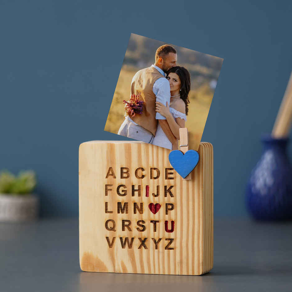 I Love You Heart Alphabet Wooden Photo Frame Gift | eCraftIndia