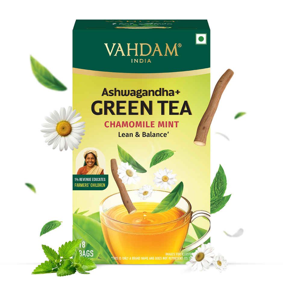 Vahdam Ashwagandha Green Tea Chamomile Mint