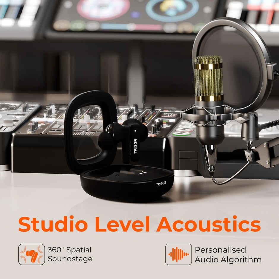 Triggr Earbuds Apex S1 | Dual Pairing | 100 Hr | Quad Mic ENC | Rapid Pair | Midnight Black