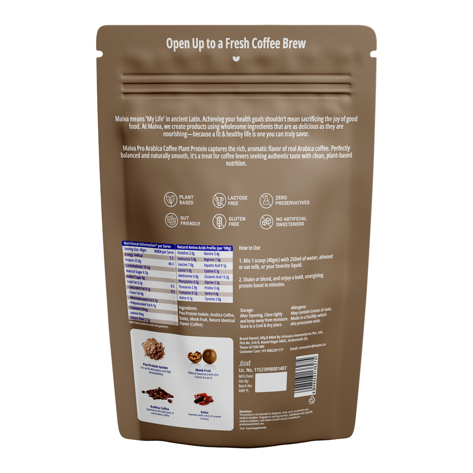 Maiva Pro Plant Protein Powder - Arabica Coffee
