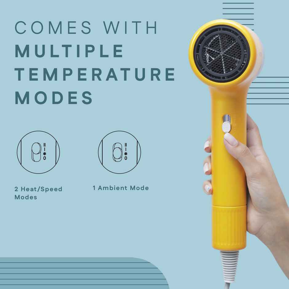 Winston Hair Dryer 1600W - Turbo X with Low Noise & Overheat Protection | Black and Yellow