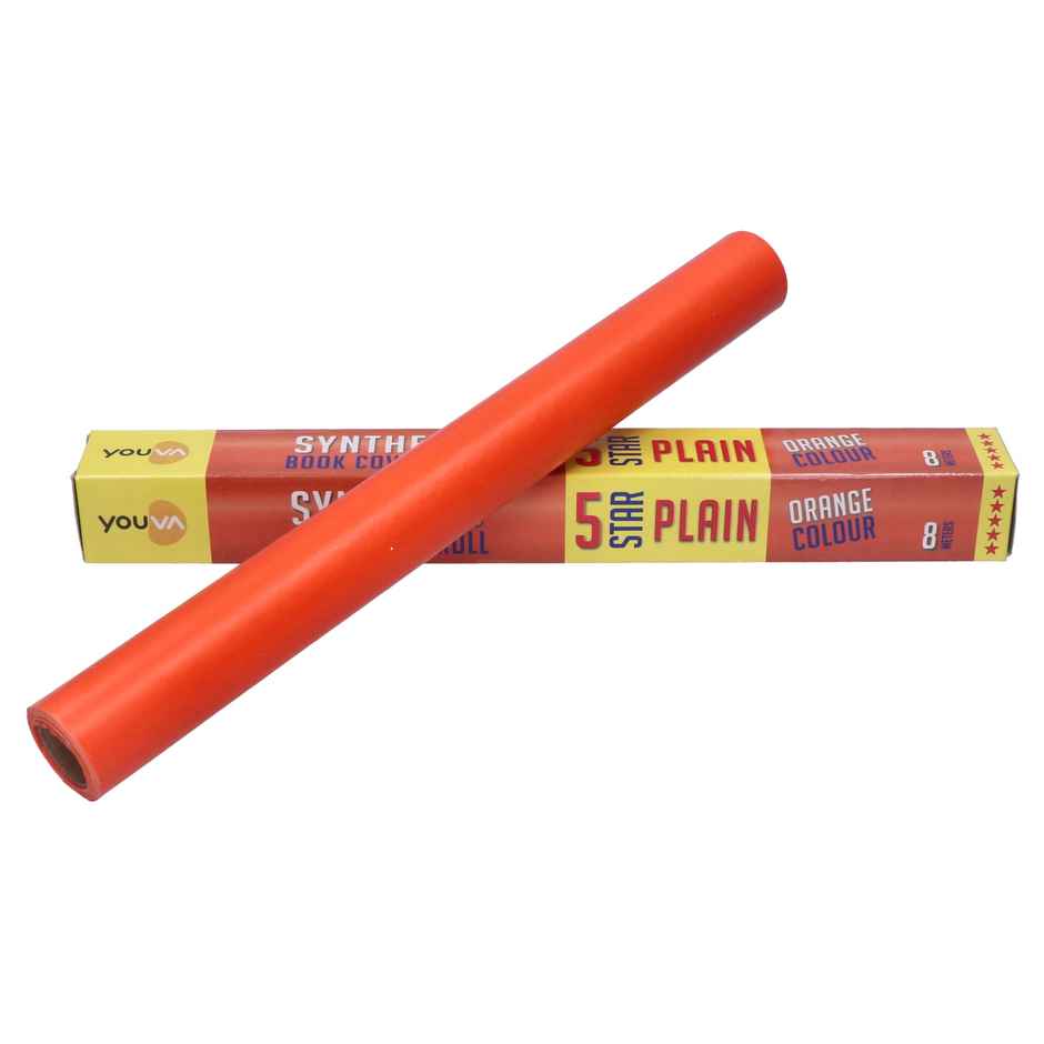 Navneet Youva Synthetic Cover Rolls Plain 5 Star 8 Meters Length X 35.5 Cm Height Orange