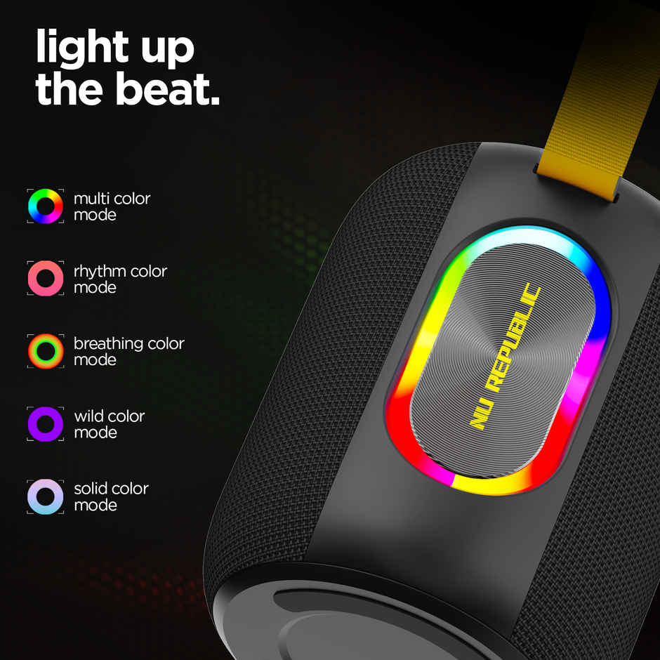 Nu Republic Sonicpop 2000 Wireless Speaker | 14 Hr Playtime | 66 mm Drivers | RGB Lights | Black