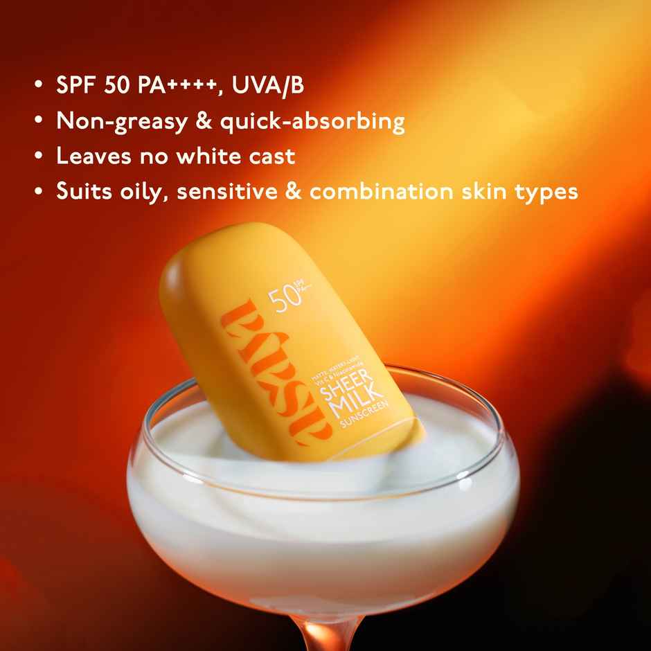 Asaya In-Vivo Tested SPF 50 PA++++ Sheer Milk Sunscreen for Brightening & No White Cast