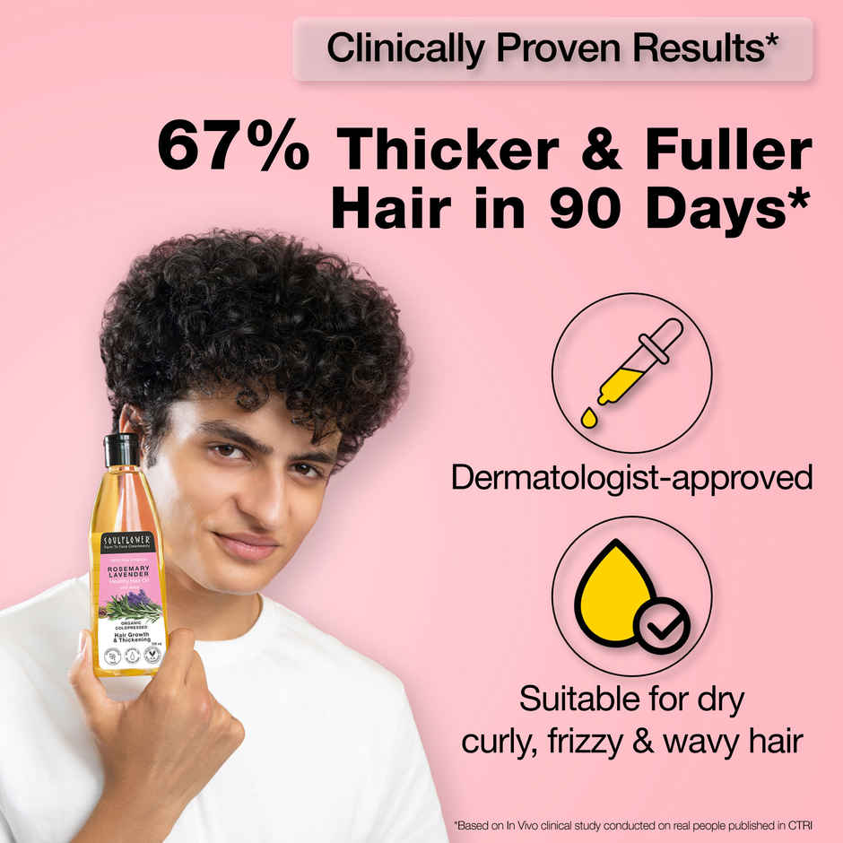 Soulflower Pure And Natural Rosemary Lavender Healthy Hair Oil(120ml) & Soulflower Rosemary Essential Oil(15ml) Combo