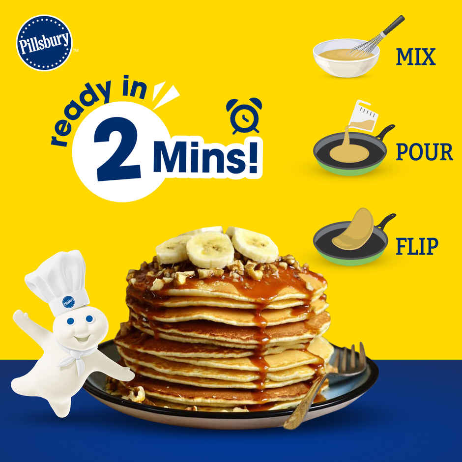 Pillsbury Butterscotch Flavour Pancake Mix 2-Minute Pancake Mix For Kids No-Preservatives