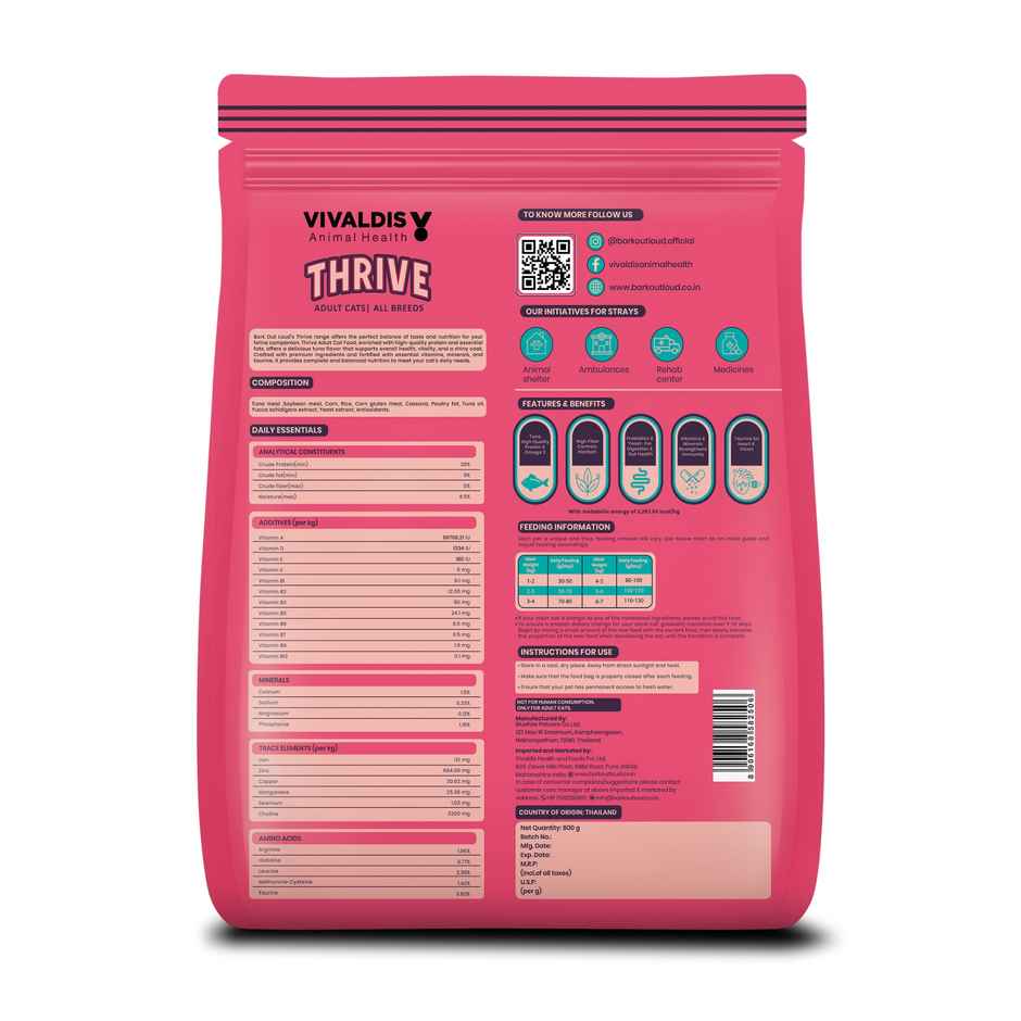 Bark Out Loud Thrive Cat Food Tuna Flavor Adult Cats All Breeds