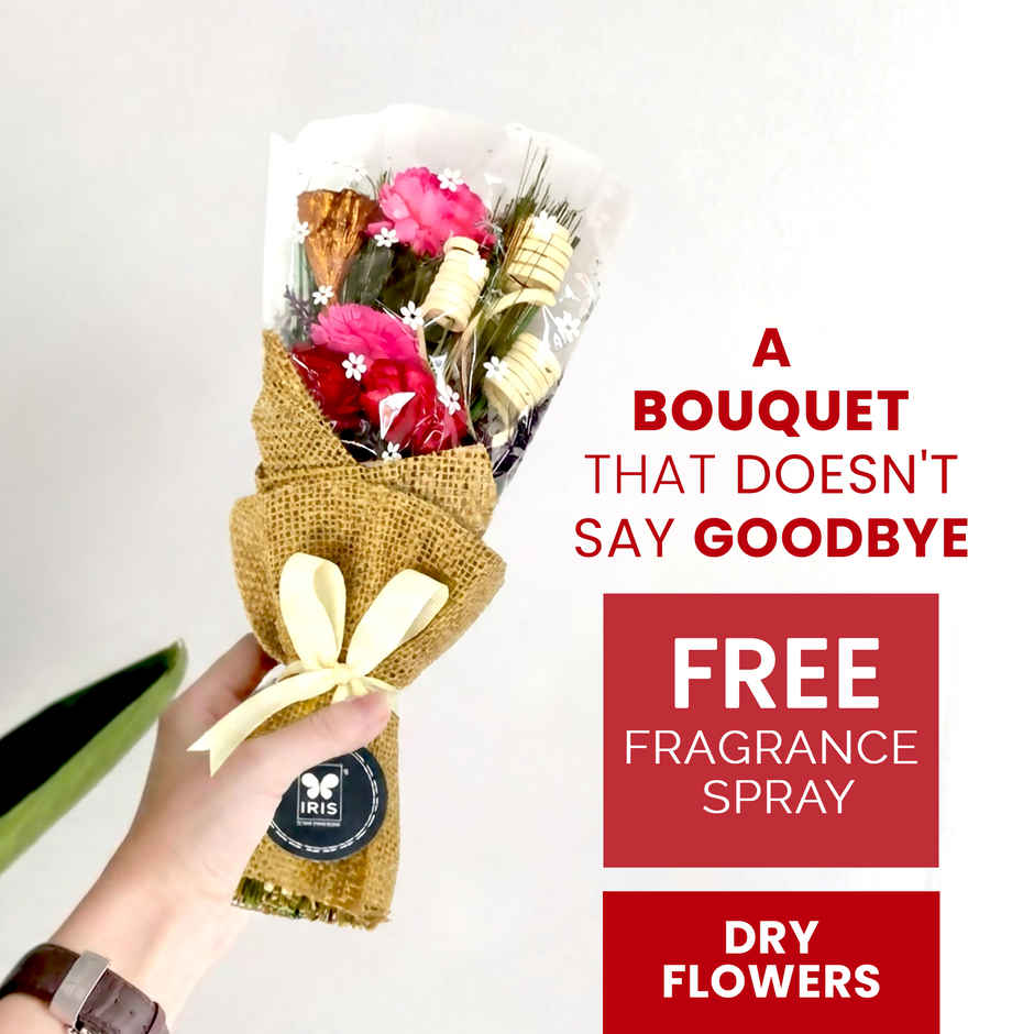 Rose Dry Flower Bouquet with Free Fragrance Spray | Ideal for Gifting | IRIS