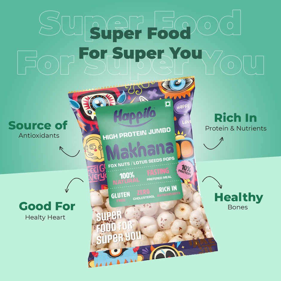 Happilo Jumbo Makhana | Foxnut | Ideal for Fasting | Healthy Snacks | Vrat