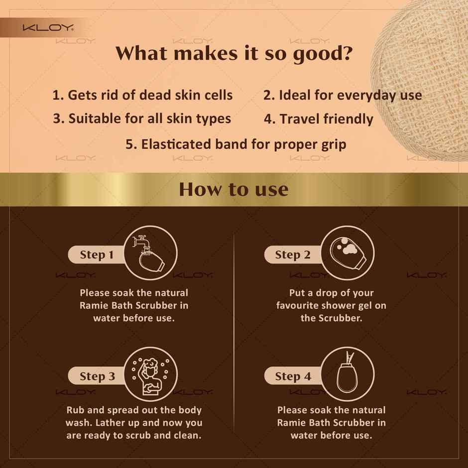 Kloy Natural Ramie Bath Scrubber