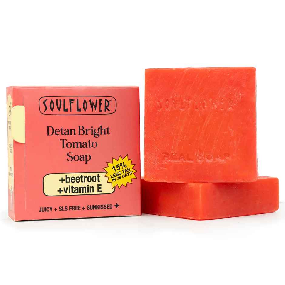 Soulflower Tomato Soap for Tan Removal & Deep Moisturisation | Natural | 1 Pc