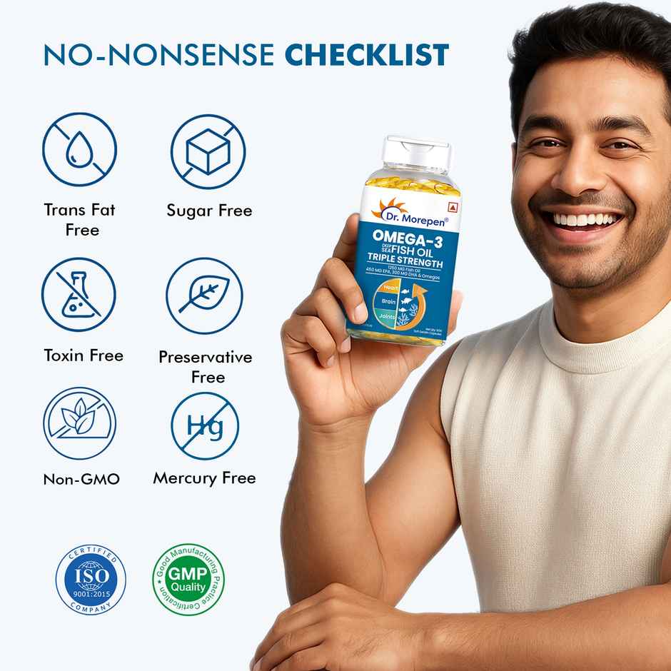 Dr. Morepen Omega 3 Fish Oil 1250mg Triple Strength Capsules No Fishy Burps