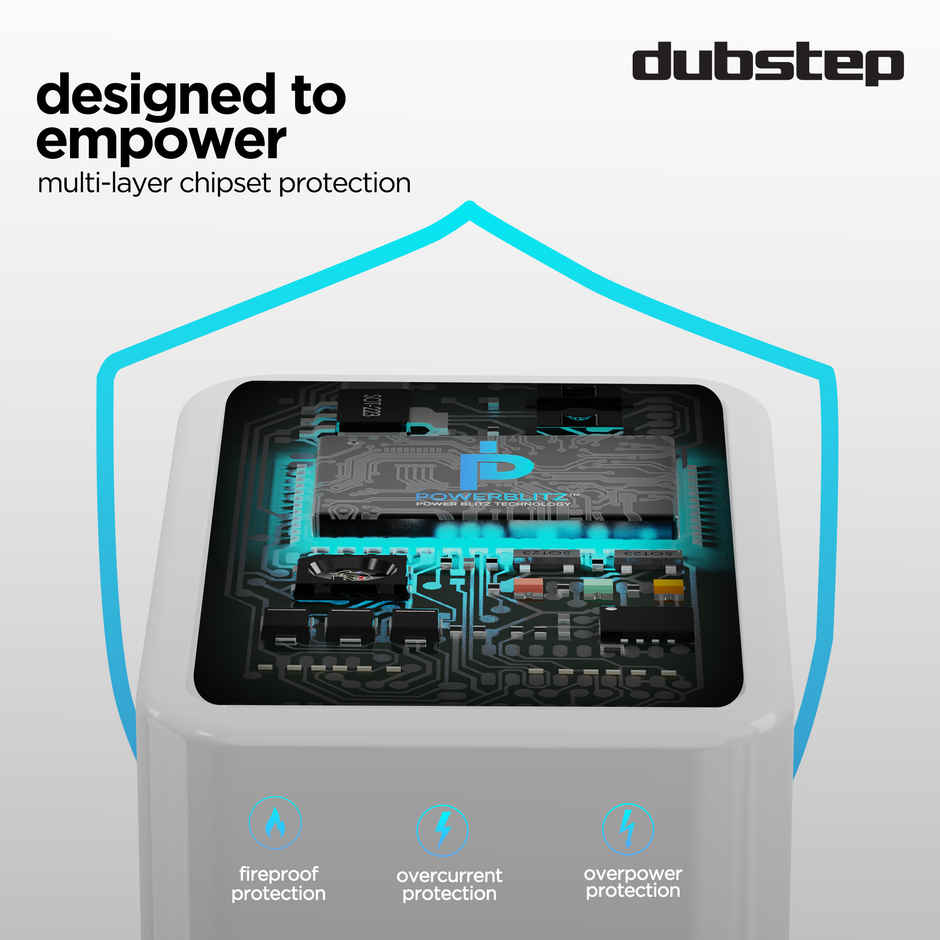 Dubstep Sprint 16W 3.1A Dual USB Port Superfast Charger Adapter (with Cable USB A To Micro USB) - White