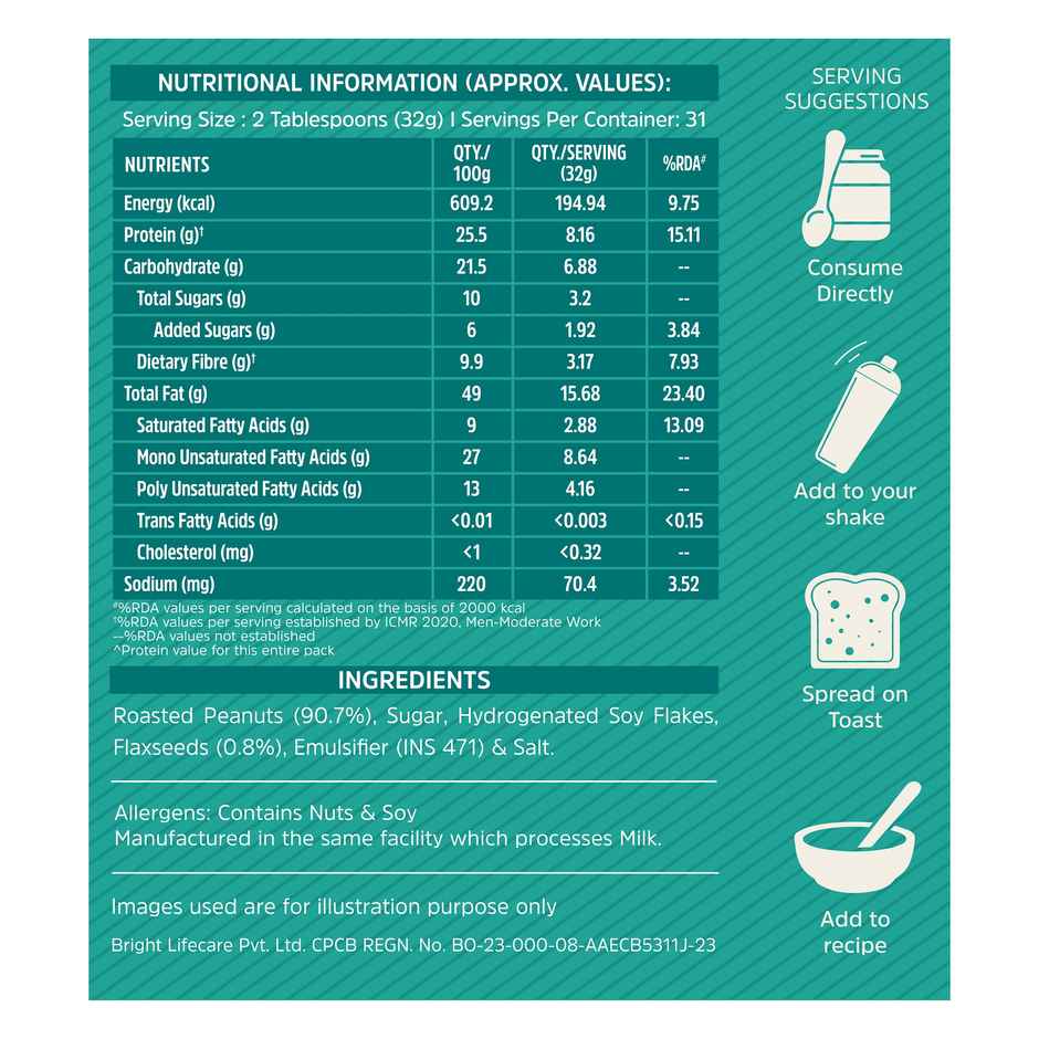MuscleBlaze Classic Peanut Butter with Omega 3 & 6 (Crunchy) Combo