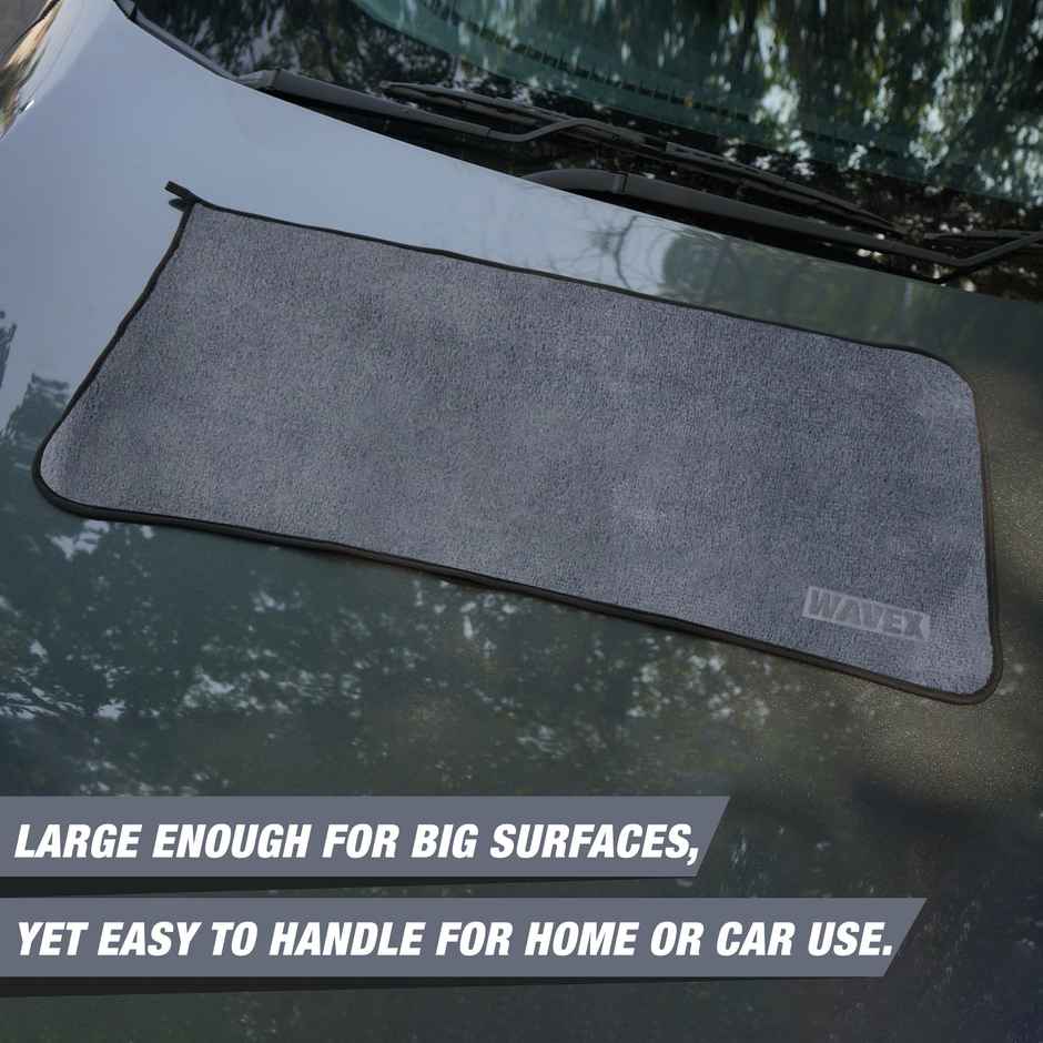 Wavex Microfiber Cleaning Cloths for Car and Kitchen | 350 GSM | Grey