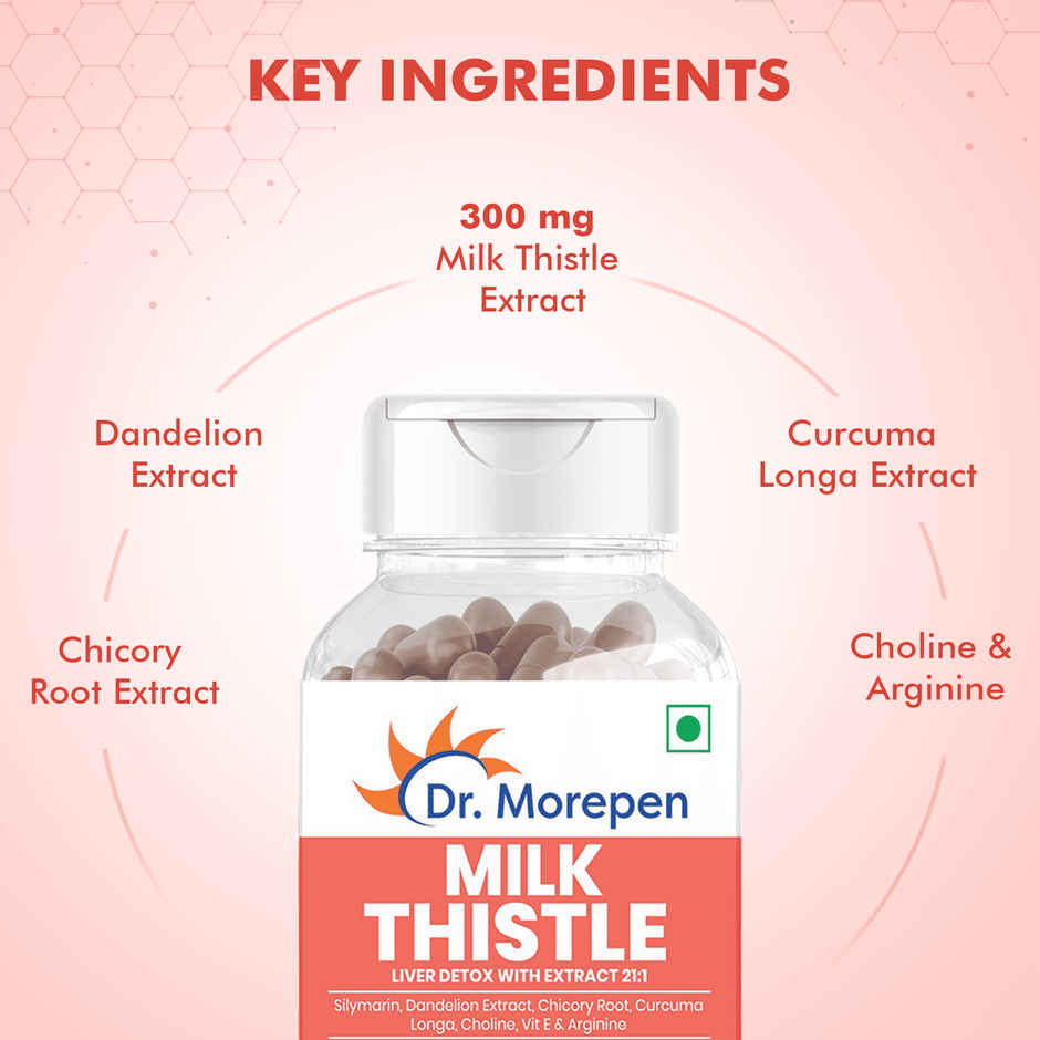 Dr. Morepen Milk Thistle+ Helps in Liver Detox with Extract 21:1