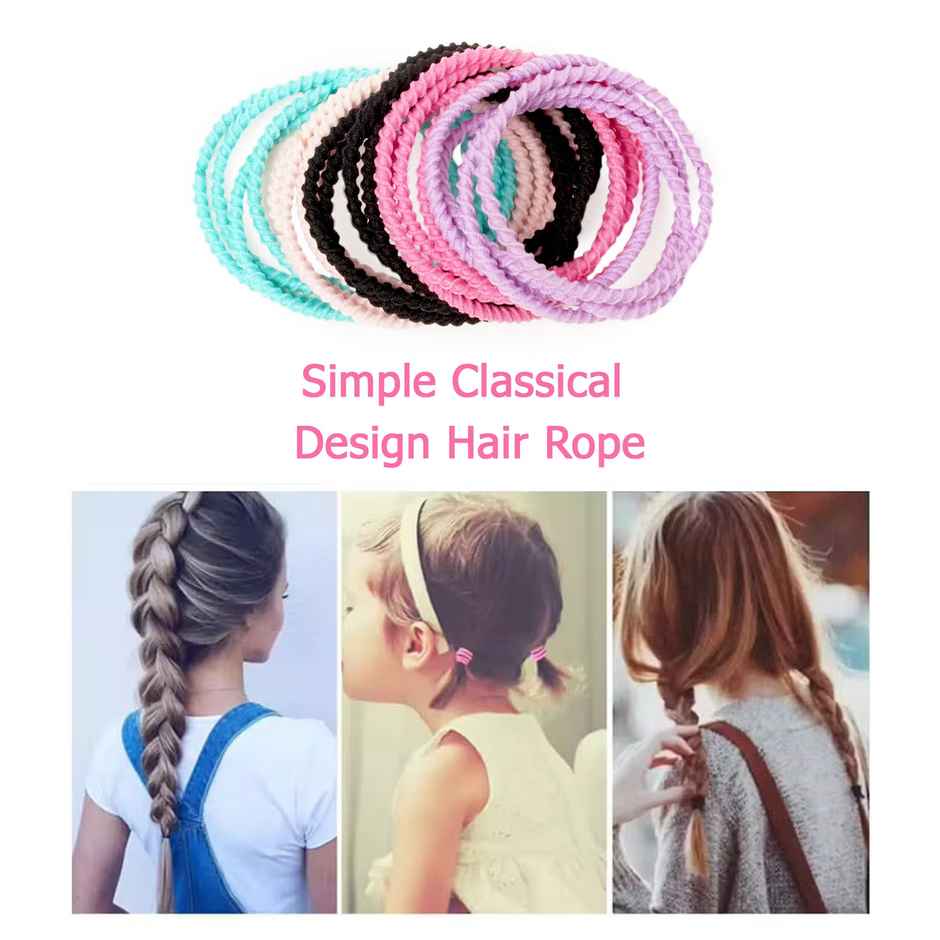Bronson Professional 20 Pcs Elastic Hair Rubber Bands Hair Ties Soft Stretchable Multicolor