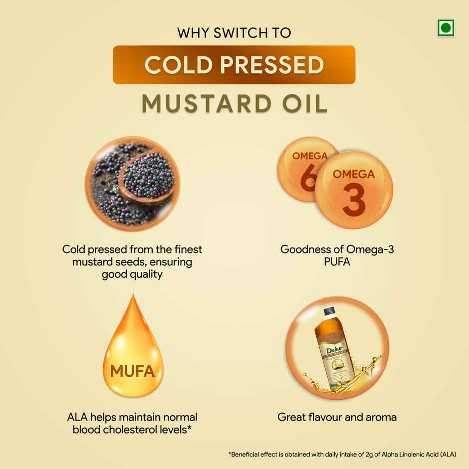 Dabur Mustard (Sarson) Cold Pressed Oil | Cooking Oil