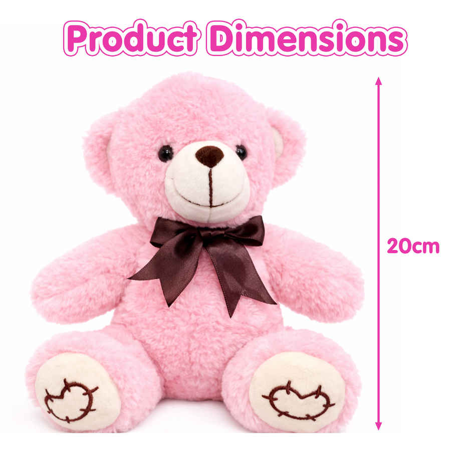 Kidology Cute Pink Teddy Plush Stuffed Toys | 20 cm | Color and design may vary