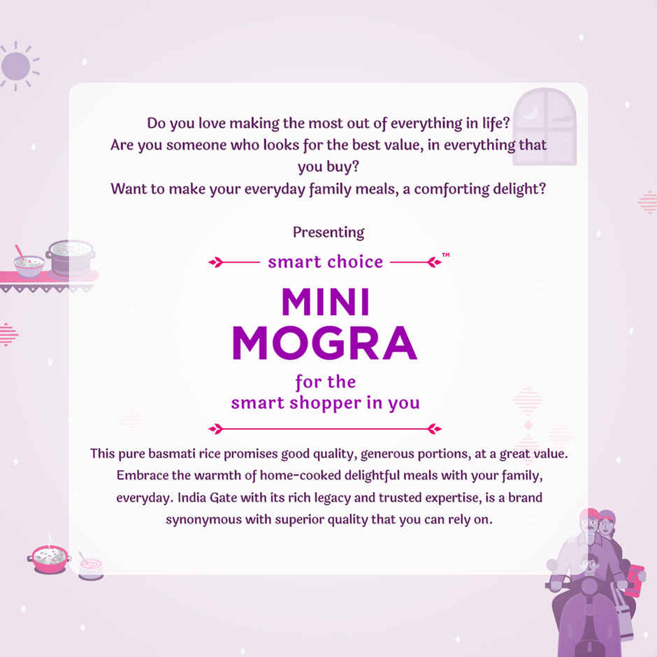 India Gate 1 Cup Serves 5 Mini Mogra Basmati Rice | Aged Rice | Smart Choice