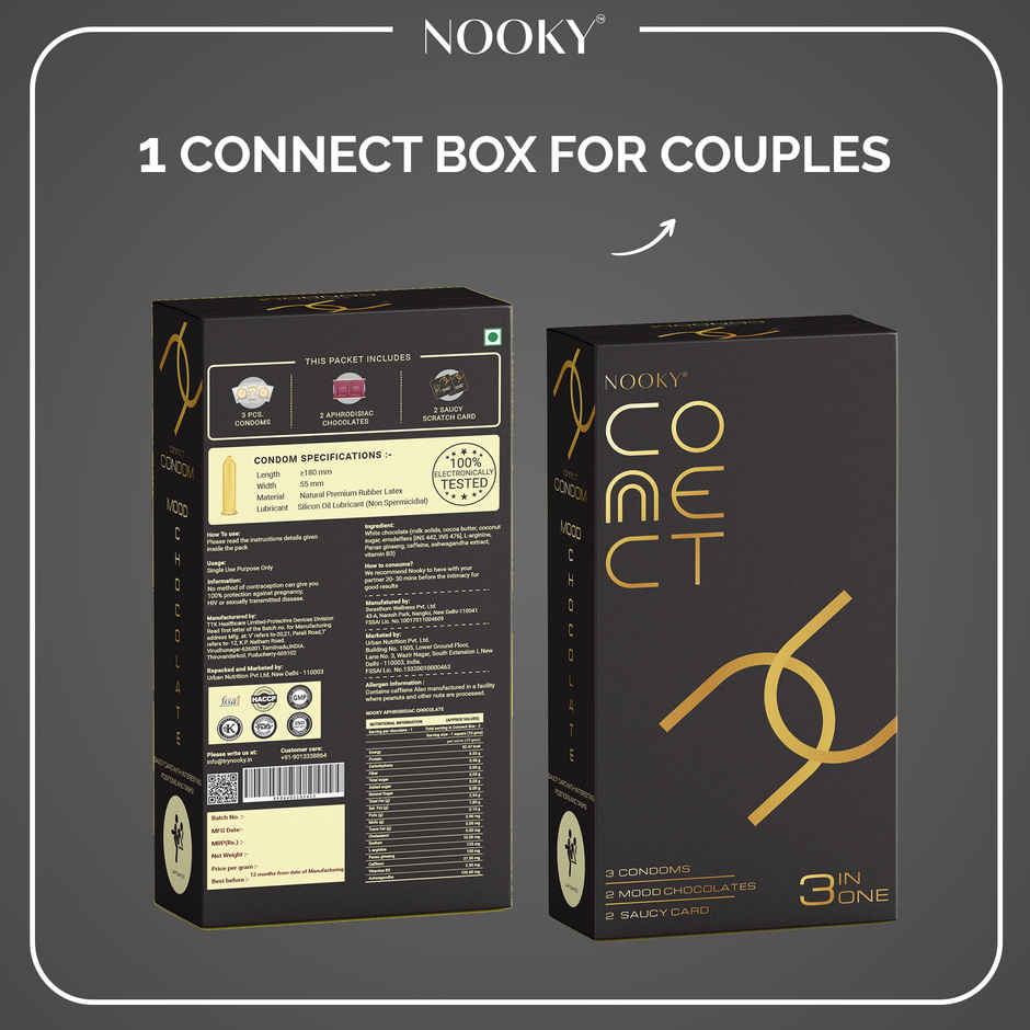 Nooky Connect (3 In 1)| Condoms, Chocolate & Mood Card