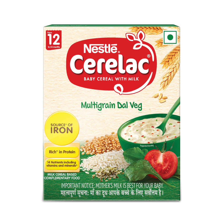 Nestle Cerelac Baby Cereal With Milk Multigrain Dal Veg - Stage 4 | 12 To 24 Months
