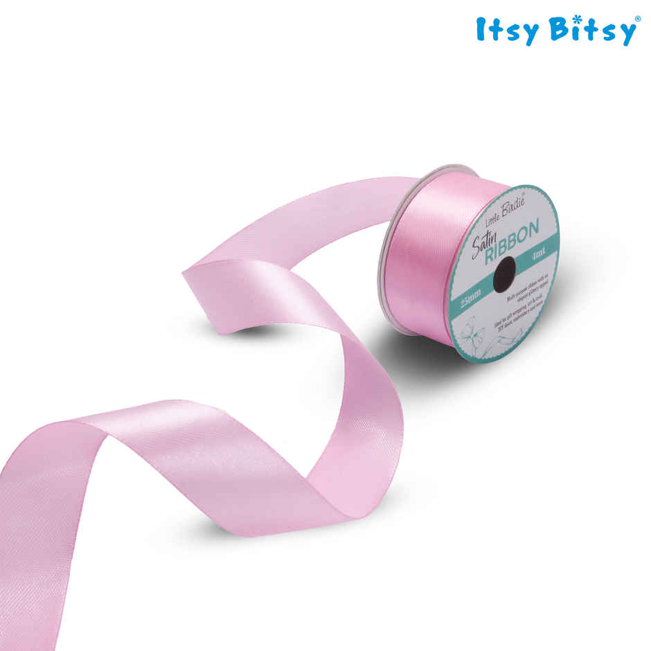 Itsy Bitsy Satin Ribbon | 25 mm | Baby Pink | 4 m | 1 Roll | LB