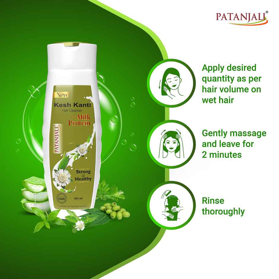 Patanjali Kesh Kanti Milk Protein Hair Cleanser Shampoo Scalp Cleansers for Strong Hair