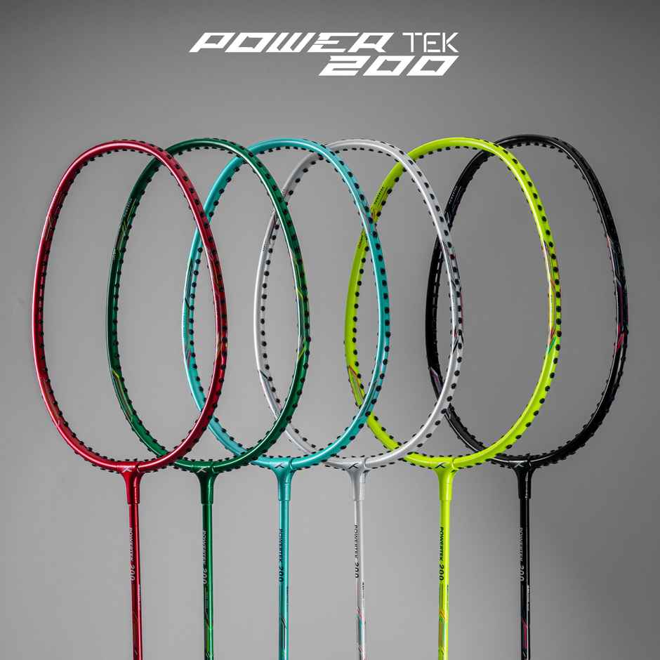 Hundred Powertek 200 Aluminium Badminton Rakcet & Cover set | Black | Strung | Durable & Reliable