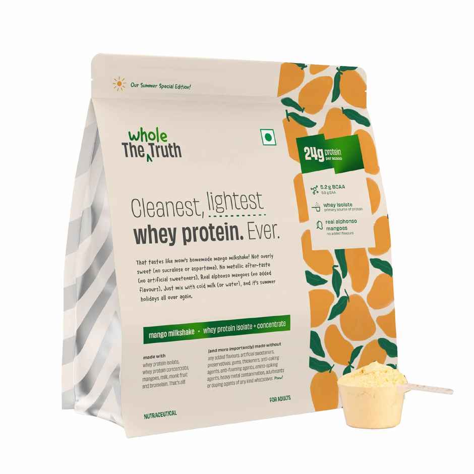 The Whole Truth Whey Protein Isolate+Concentrate Mango Milkshake I 24g Protein