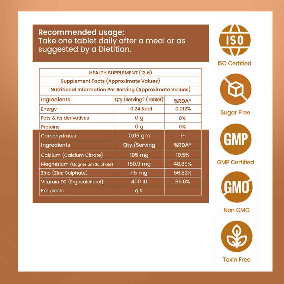 Dr. Morepen Calcium+ Advanced with Vitamin D2 Supports Muscle Function & Bone Health