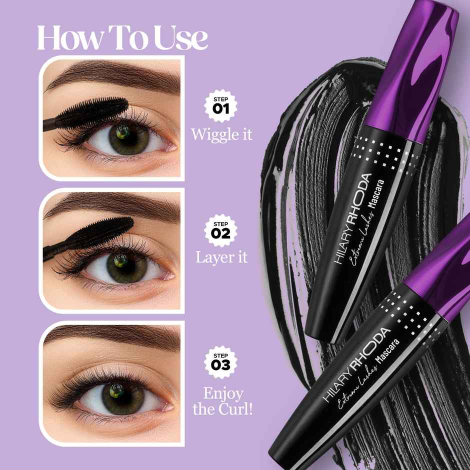 Hilary Rhoda Extreme Lashes Mascara | Volumizing & Lengthening Mascara | Waterproof & Long Lasting
