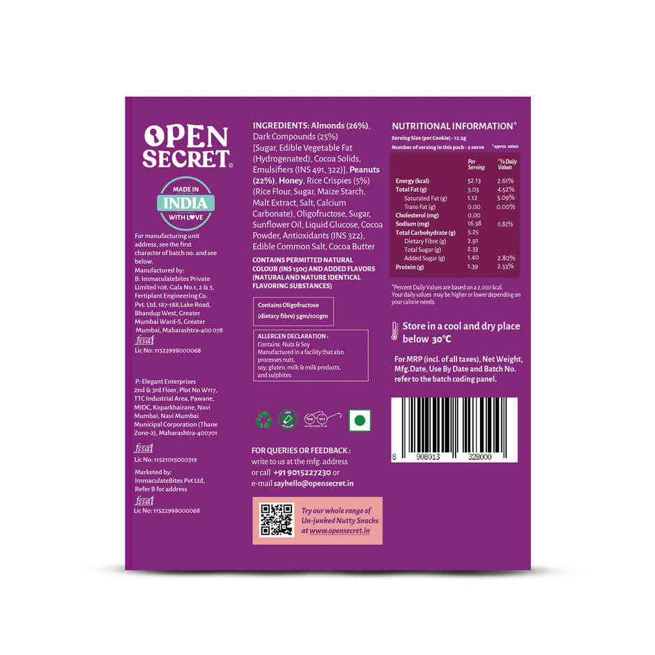 Open Secret Zero Maida Chocolate Almond Protein Cookies