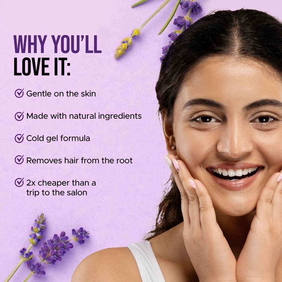 Hilary Rhoda One Go Facial Wax Strips | Ready-To-Use Facial Wax Strips | Lavender - Shade 02