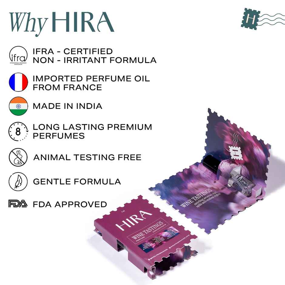 Hira Wine Tastings Eau De Perfume Mini for Women with Ginger, Rose, Sandalwood Notes
