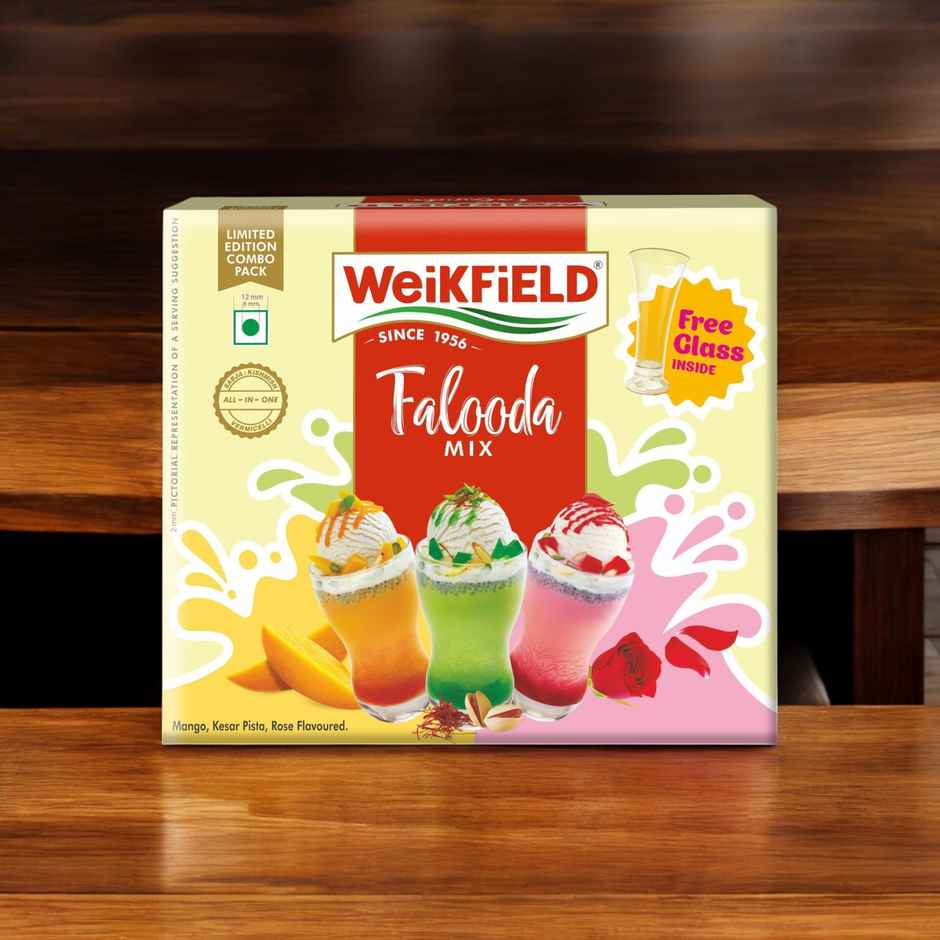 Weikfield 3 Falooda Mix Pack Combo | Mango | Kesar Pista | Rose Mix | Instant Falooda Mix