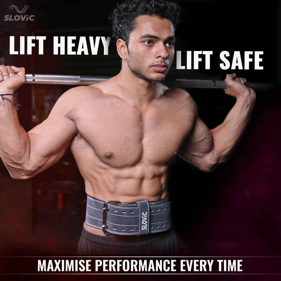Slovic Gym Belt for Deadlifts, Weight lifting & Gym Workouts | Large