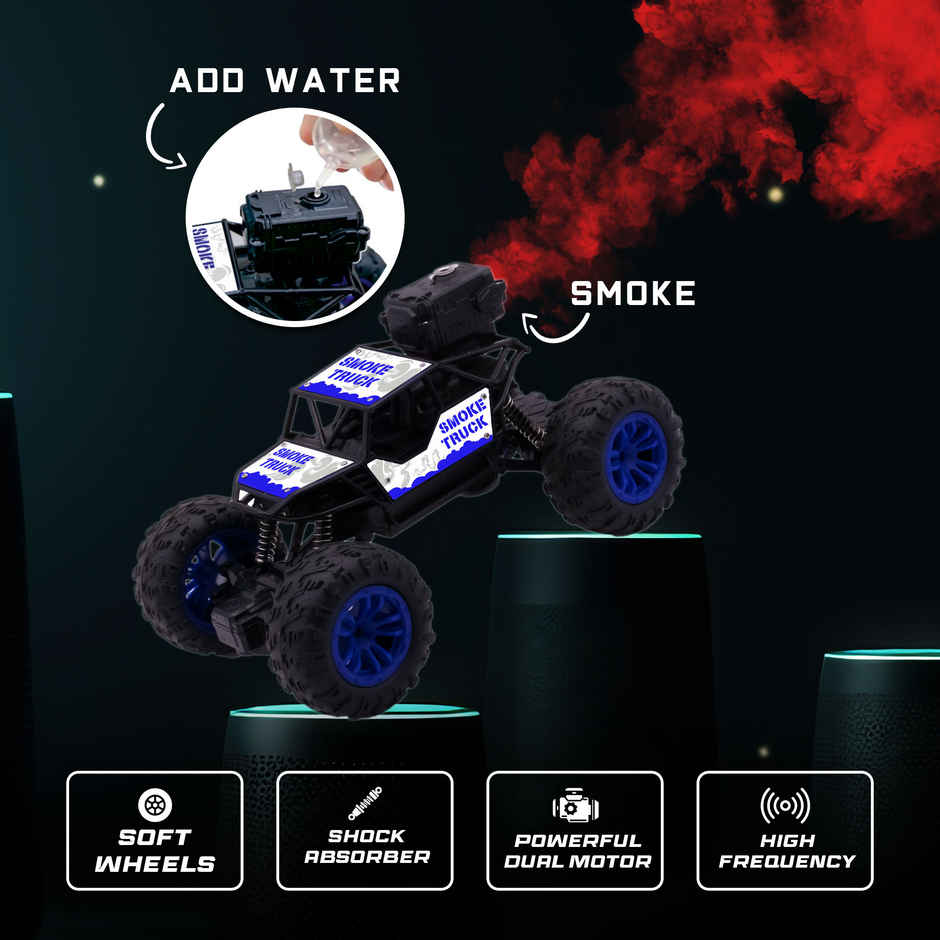 SEEDO Remote Control Car 1:18 , 2.4 GHz, Type-C Rechargeable, Fast Speed Smoke Rock Crawler | Blue