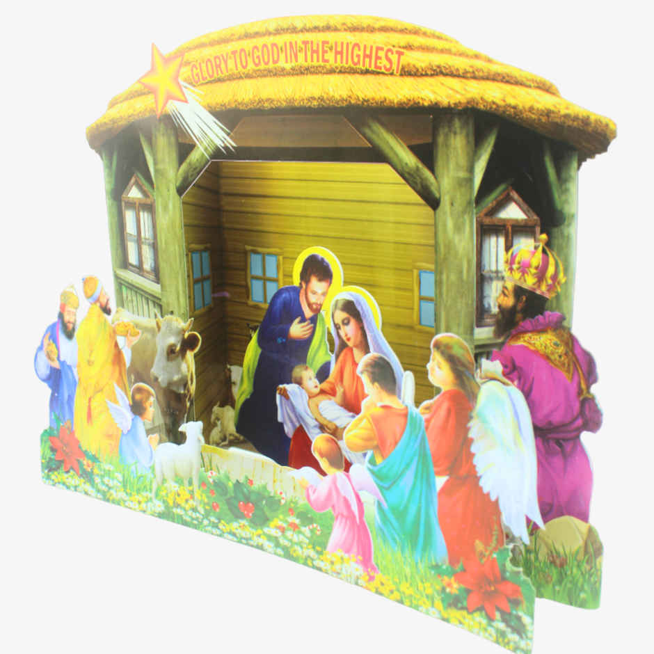 Christmas Nativity Scene 3D Pop-Up Cardboard Paper Baby Jesus Birth | Se7en