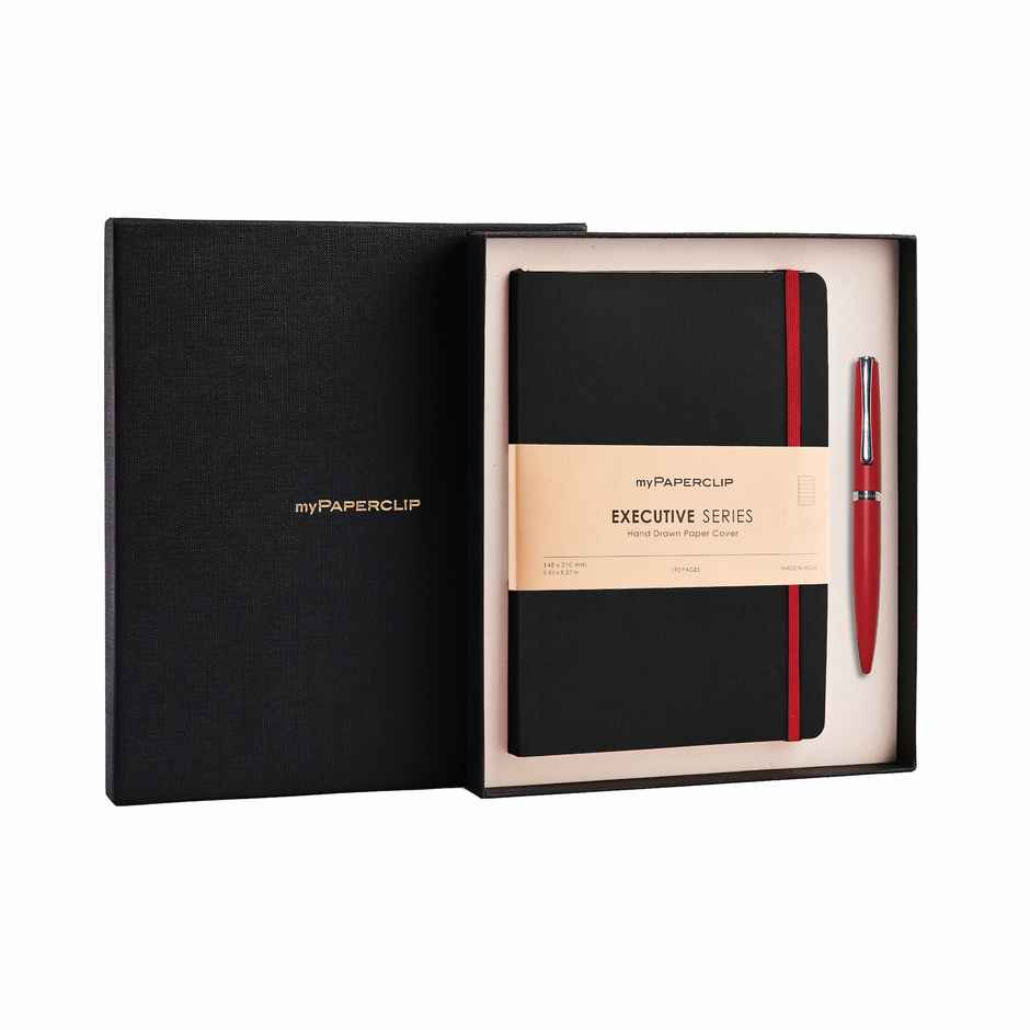 myPAPERCLIP Notebook And Pen Executive Combo Set | Black & Red