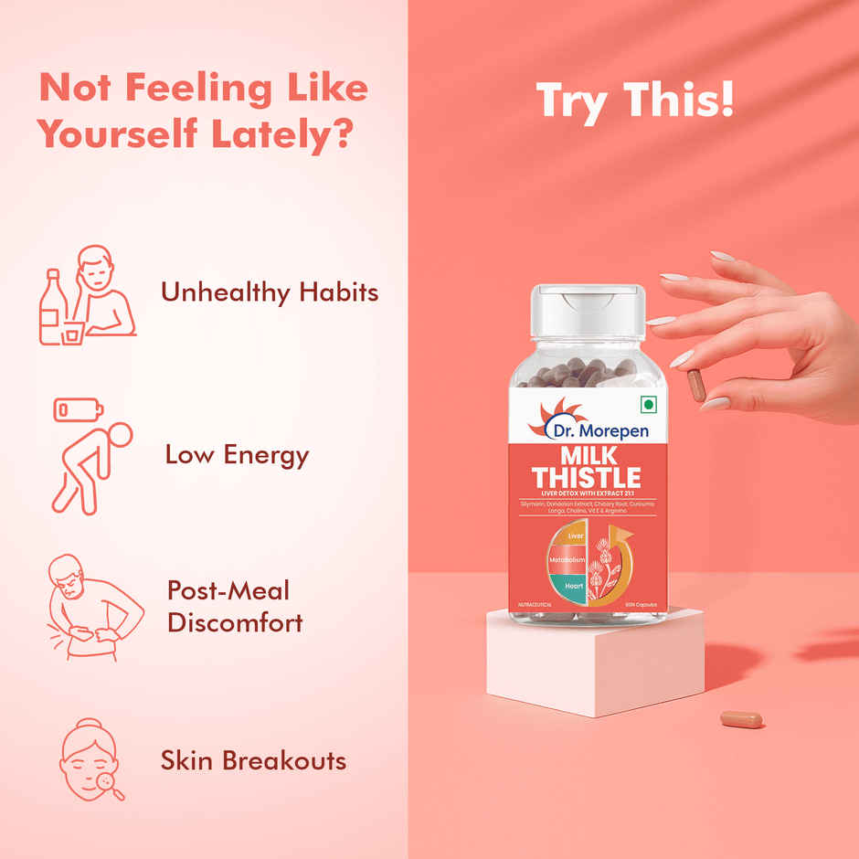 Dr. Morepen Milk Thistle+ Helps in Liver Detox with Extract 21:1