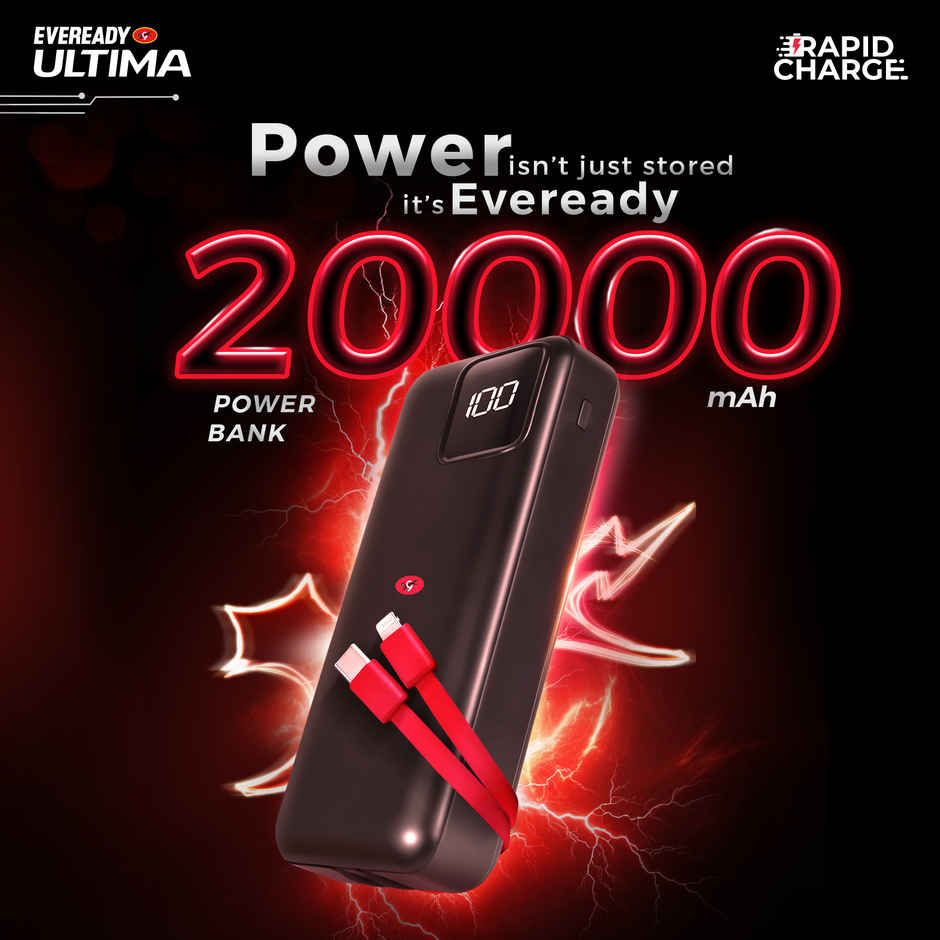 Eveready Ultima 20000 mAh Regular | Power Bank With Built - in - Cable and Digital Display - PB11