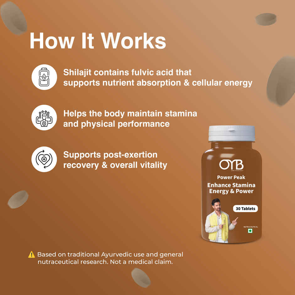 OYB Shilajit Stamina & Vitality Booster | 30 Tablets | OYB Power Peak