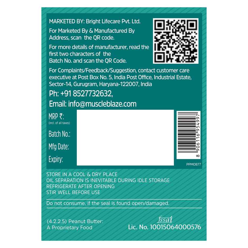 MuscleBlaze Classic Peanut Butter with Omega 3 & 6 (Crunchy) Combo