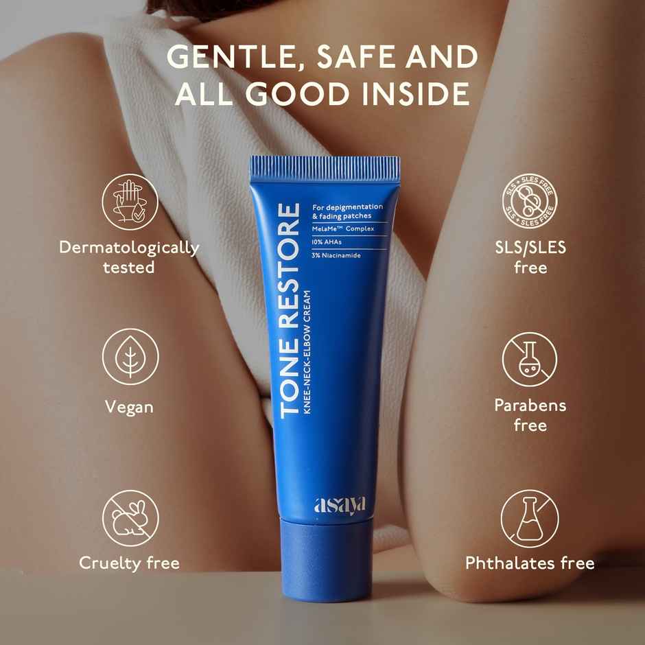Asaya Tone Restore Depigmentation Cream for Dark Knees, Elbows & Neck, Dark Patches Removal Cream