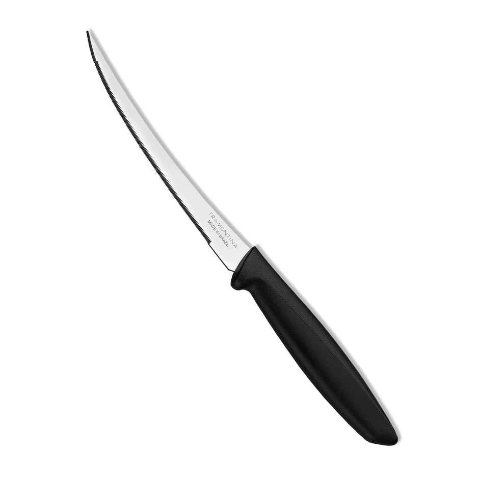 Tramontina Plenus Stainless Steel Tomato Knife/, 12cm/4.7 inch | Black | Micro-Serrated Edge/Wavy/Serrated Edge Knife | Polypropylene Handle | Dishwasher Safe | 5 Year Warranty | Made in Brazil