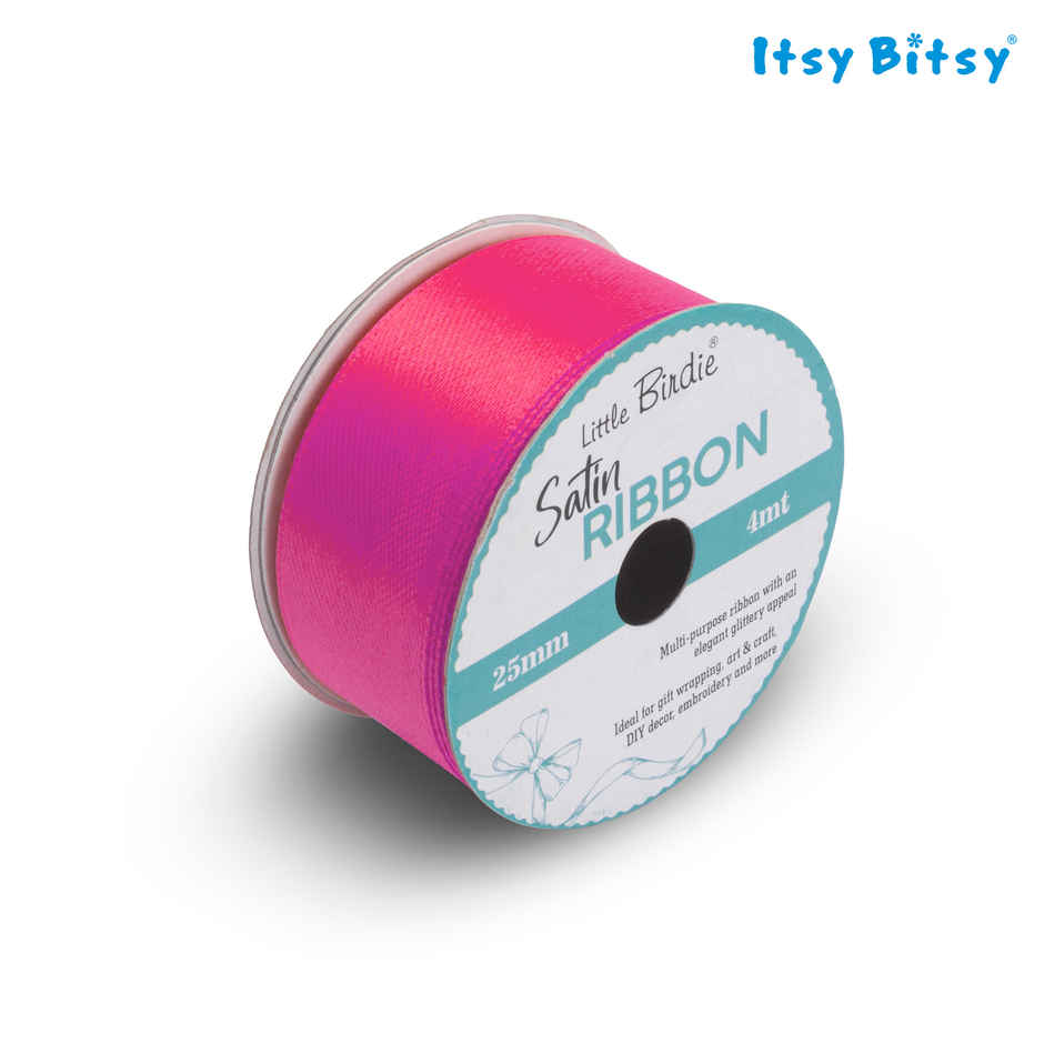 Itsy Bitsy Satin Ribbon | 25 mm | Hot Pink | 4 m | 1 Roll | LB